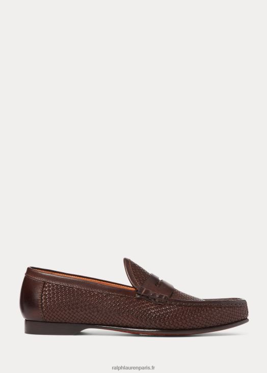 mocassins chalmers en cuir tressé 46T60T2154 Hommes Ralph Lauren marron foncé