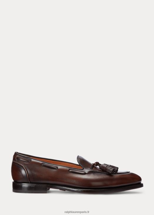 mocassins en cuir de veau bruni à pampilles luther 46T60T2155 Hommes Ralph Lauren marron foncé