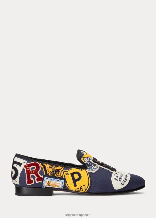 mocassins en toile à empiècement logo paxton 46T60T2107 Hommes Ralph Lauren marine multi