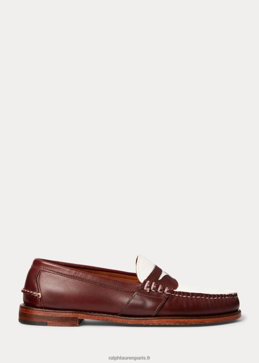 mocassins penny de la collection morehouse 46T60T2094 Hommes Ralph Lauren bordeaux et crème