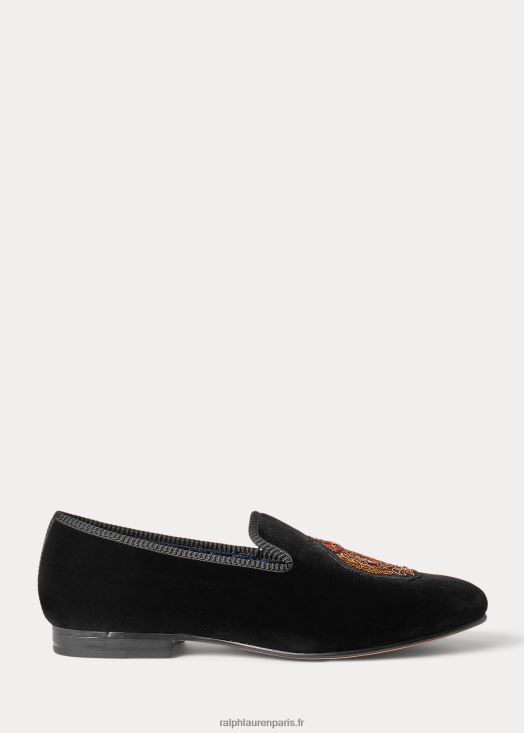 pantoufle en velours à crête paxton 46T60T2104 Hommes Ralph Lauren noir