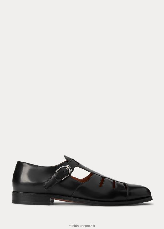 sandale de pêcheur en cuir de veau bruni 46T60T2148 Hommes Ralph Lauren noir