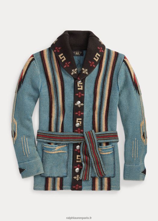 cardigan ranch en coton mélangé 46T60T1780 Hommes Ralph Lauren indigo multi