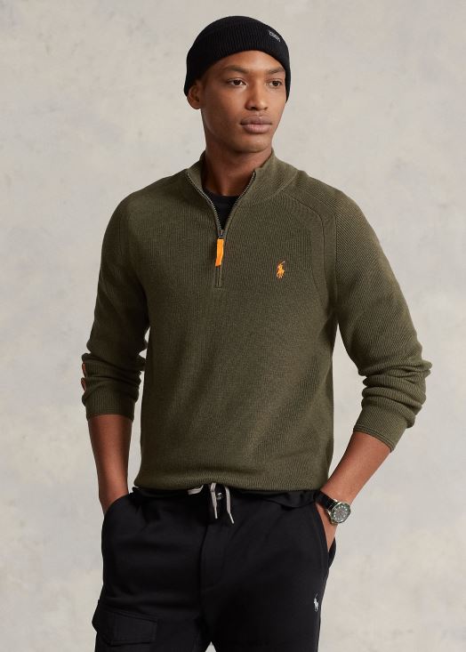 chandail à glissière quart de performance 46T60T8589 Hommes Ralph Lauren canopée olive bruyère