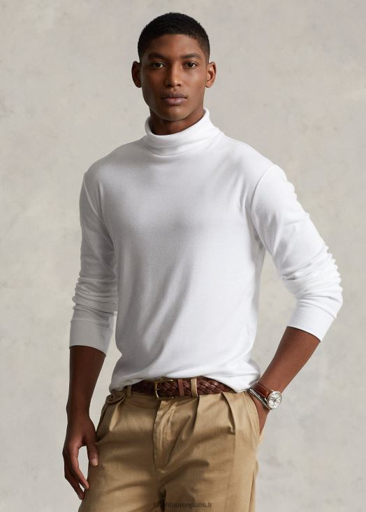 col roulé en coton mélangé côtelé 46T60T8639 Hommes Ralph Lauren blanc
