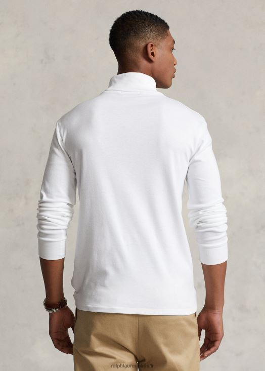 col roulé en coton mélangé côtelé 46T60T8639 Hommes Ralph Lauren blanc