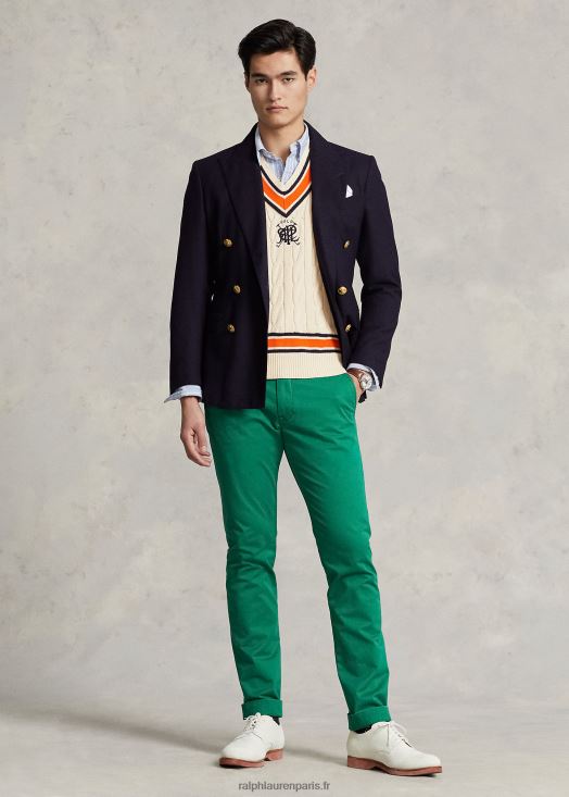 gilet de cricket en coton à écusson 46T60T897 Hommes Ralph Lauren crème multi