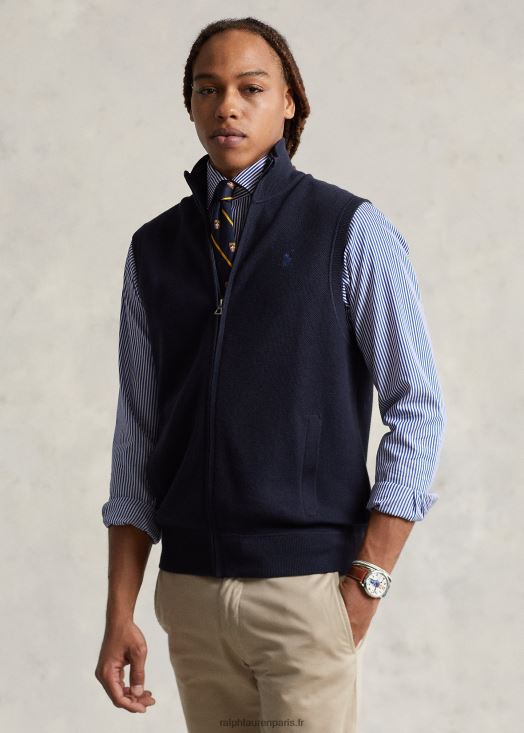 gilet pull zippé en coton 46T60T780 Hommes Ralph Lauren bruyère marine