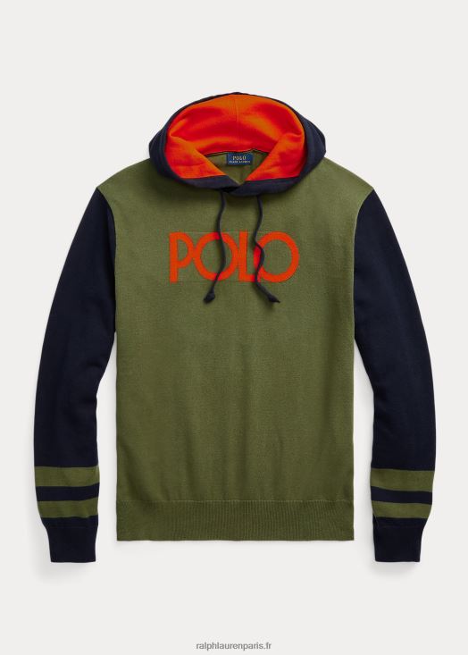 pull à capuche en coton à logo 46T60T8502 Hommes Ralph Lauren combo sauge noire