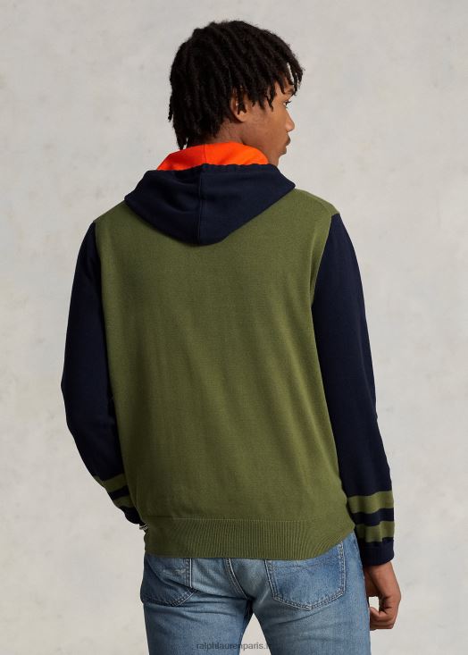pull à capuche en coton à logo 46T60T8502 Hommes Ralph Lauren combo sauge noire