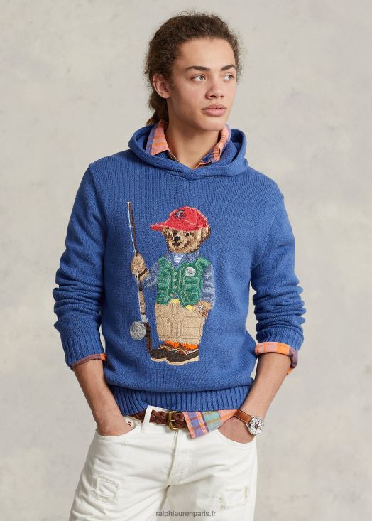 pull à capuche en coton polo bear 46T60T1244 Hommes Ralph Lauren vieux royal