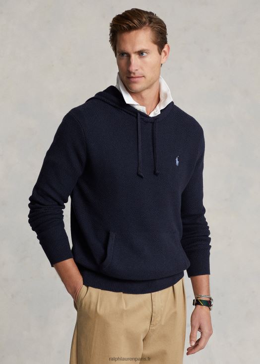 pull à capuche en coton texturé 46T60T922 Hommes Ralph Lauren bruyère marine