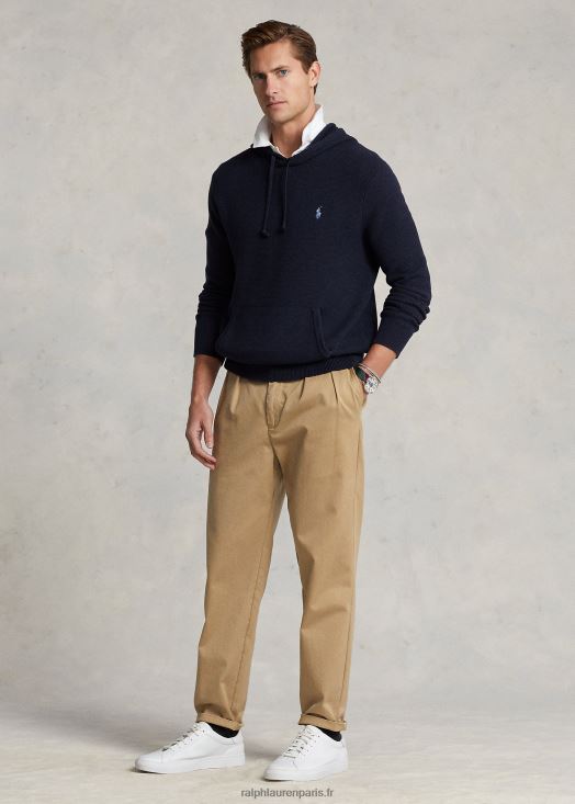 pull à capuche en coton texturé 46T60T922 Hommes Ralph Lauren bruyère marine