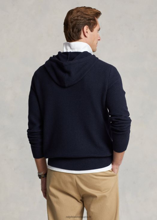 pull à capuche en coton texturé 46T60T922 Hommes Ralph Lauren bruyère marine