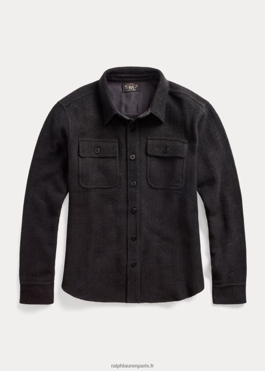 pull chemise de travail en coton 46T60T1785 Hommes Ralph Lauren marine/gris chiné