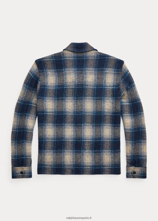 pull chemise de travail en laine et cachemire à carreaux 46T60T1740 Hommes Ralph Lauren multi bleu