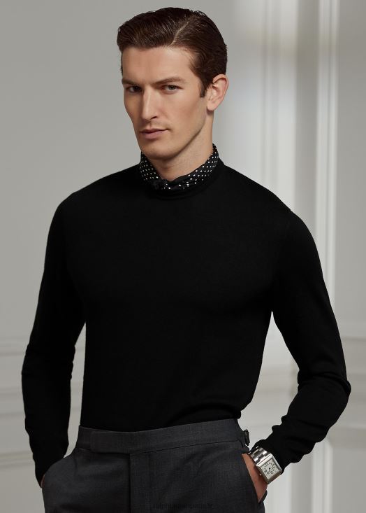 pull à col rond en cachemire 46T60T49 Hommes Ralph Lauren noir classique