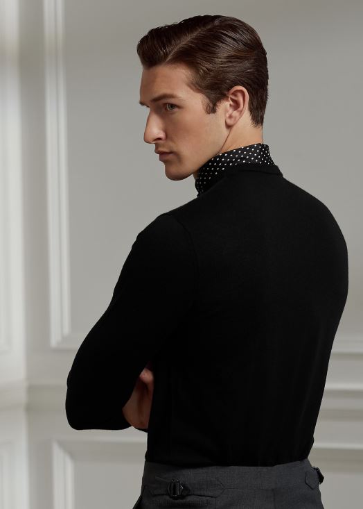 pull à col rond en cachemire 46T60T49 Hommes Ralph Lauren noir classique