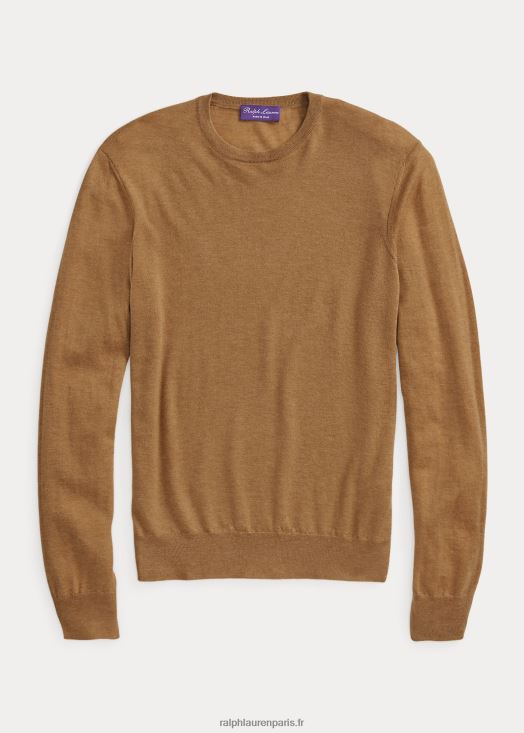 pull à col rond en cachemire 46T60T8402 Hommes Ralph Lauren chameau mélange