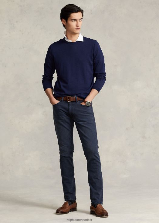pull à col rond en coton 46T60T1066 Hommes Ralph Lauren bleu marine brillant