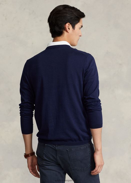 pull à col rond en coton 46T60T1066 Hommes Ralph Lauren bleu marine brillant