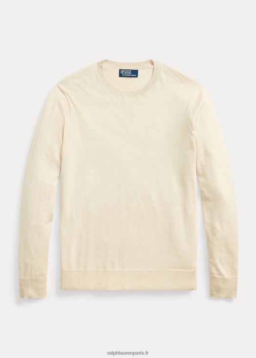 pull à col rond en coton 46T60T1067 Hommes Ralph Lauren bruyère des dunes de sable clair