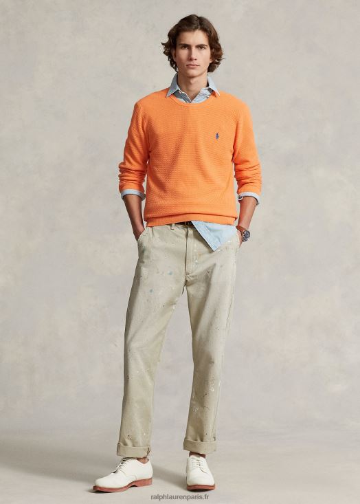 pull à col rond en coton texturé 46T60T644 Hommes Ralph Lauren bruyère pêche classique