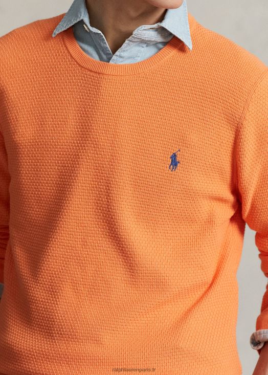 pull à col rond en coton texturé 46T60T644 Hommes Ralph Lauren bruyère pêche classique