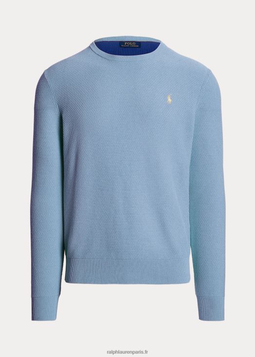pull à col rond en coton texturé 46T60T645 Hommes Ralph Lauren nouveau bleu poudré chiné