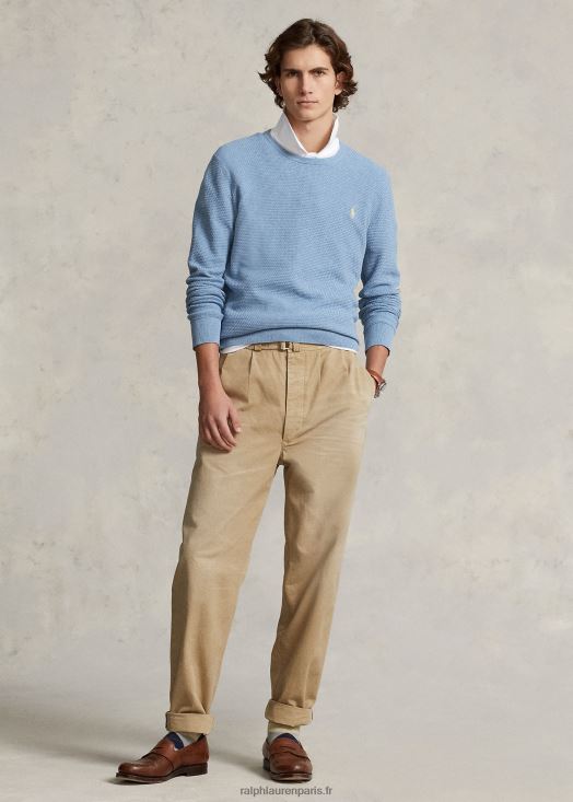 pull à col rond en coton texturé 46T60T645 Hommes Ralph Lauren nouveau bleu poudré chiné