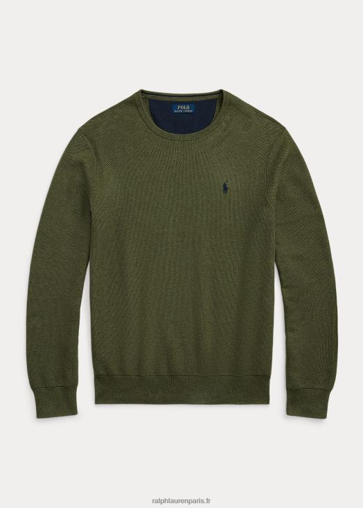 pull à col rond en maille de coton 46T60T669 Hommes Ralph Lauren bruyère olive classique
