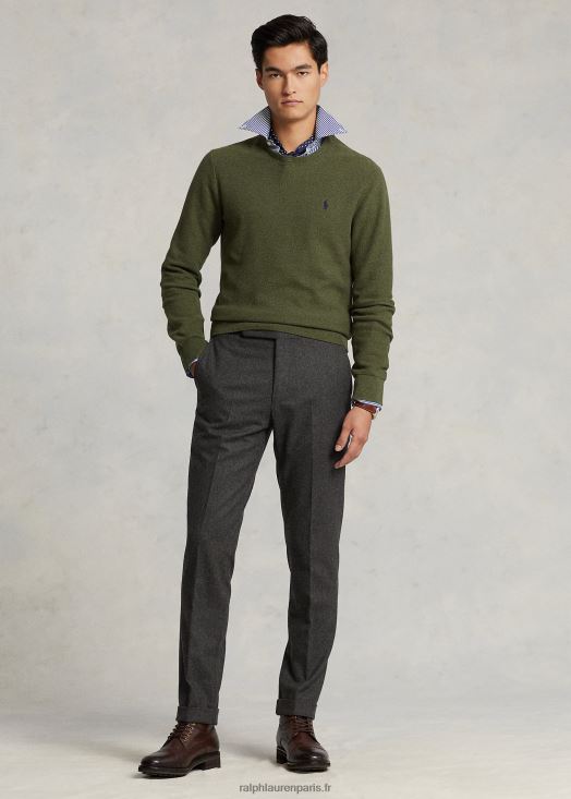 pull à col rond en maille de coton 46T60T669 Hommes Ralph Lauren bruyère olive classique