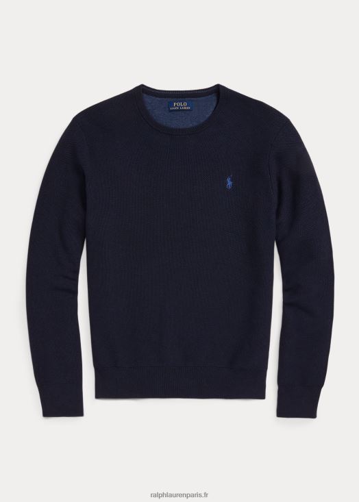 pull à col rond en maille de coton 46T60T670 Hommes Ralph Lauren bruyère marine