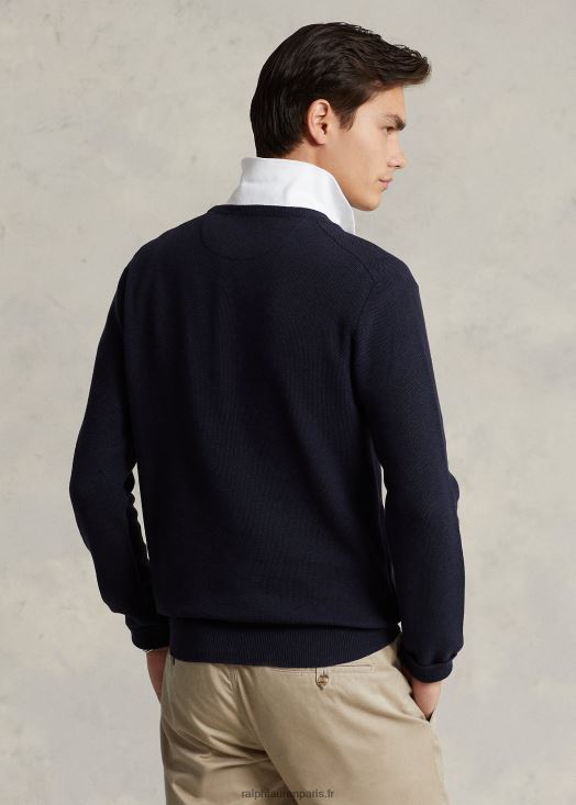 pull à col rond en maille de coton 46T60T670 Hommes Ralph Lauren bruyère marine