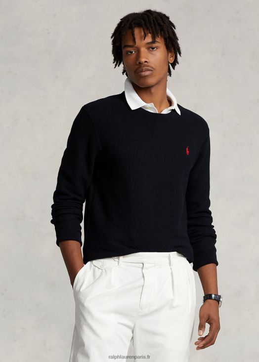 pull à col rond en maille de coton 46T60T671 Hommes Ralph Lauren noir