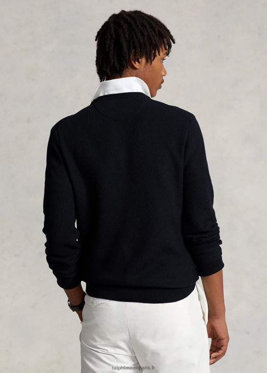 pull à col rond en maille de coton 46T60T671 Hommes Ralph Lauren noir