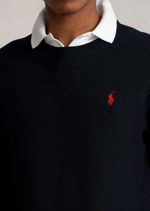 pull à col rond en maille de coton 46T60T671 Hommes Ralph Lauren noir