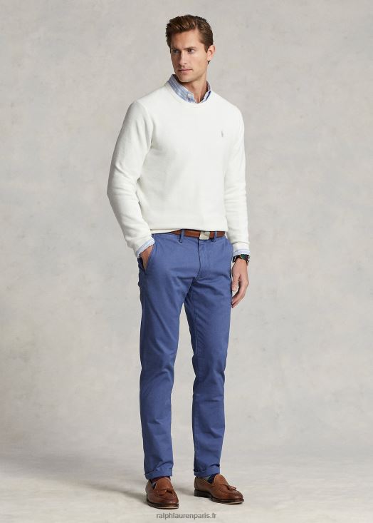 pull à col rond en maille de coton 46T60T672 Hommes Ralph Lauren lavage de pont blanc