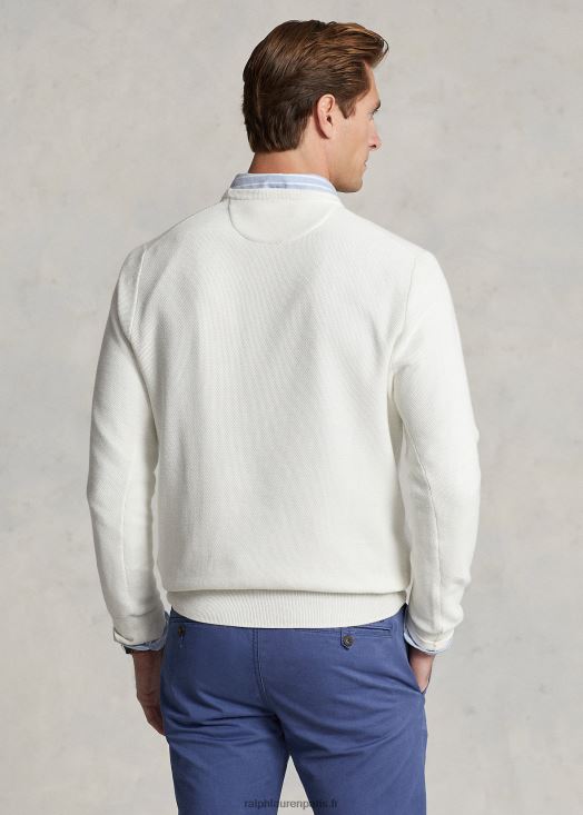 pull à col rond en maille de coton 46T60T672 Hommes Ralph Lauren lavage de pont blanc