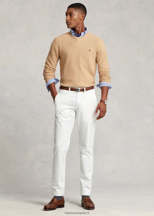 pull à col rond en maille de coton 46T60T673 Hommes Ralph Lauren chameau mélange