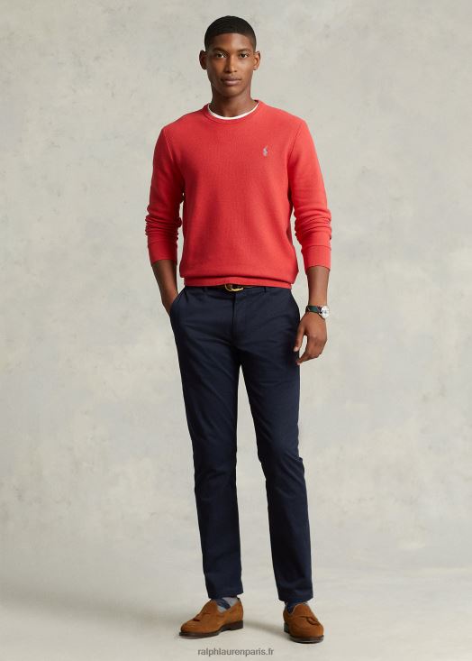 pull à col rond en maille de coton 46T60T674 Hommes Ralph Lauren tribord rouge