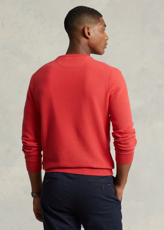 pull à col rond en maille de coton 46T60T674 Hommes Ralph Lauren tribord rouge
