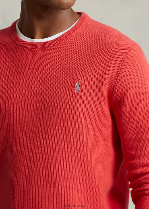 pull à col rond en maille de coton 46T60T674 Hommes Ralph Lauren tribord rouge