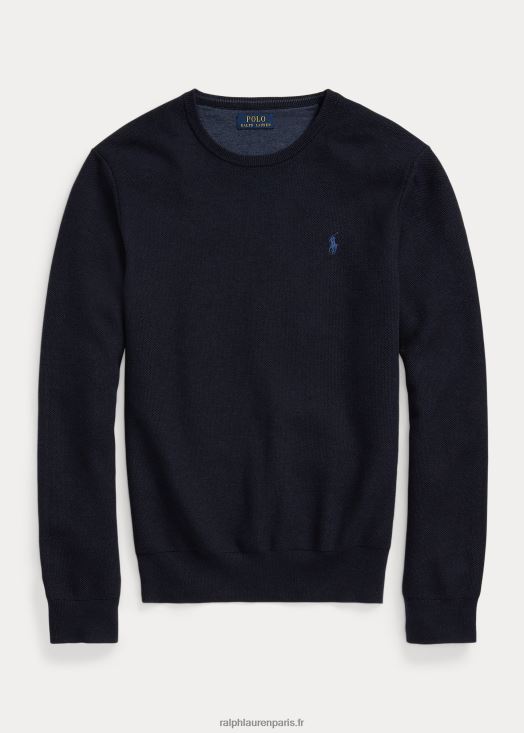 pull à col rond en maille de coton 46T60T8592 Hommes Ralph Lauren bruyère marine