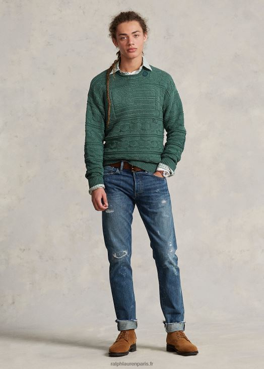 pull à col roulé en coton à drapeau 46T60T129 Hommes Ralph Lauren nouvelle bruyère forestière