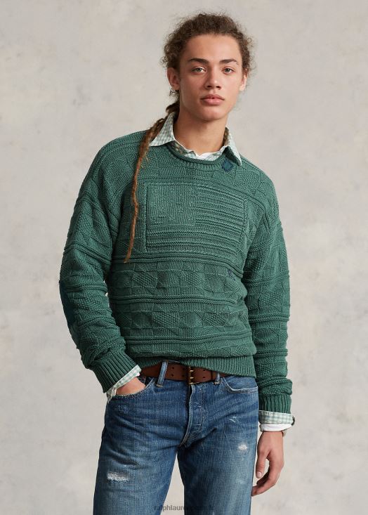 pull à col roulé en coton à drapeau 46T60T129 Hommes Ralph Lauren nouvelle bruyère forestière