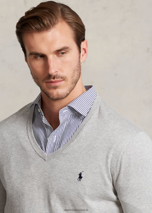 pull col v en coton 46T60T1316 Hommes Ralph Lauren andover bruyère