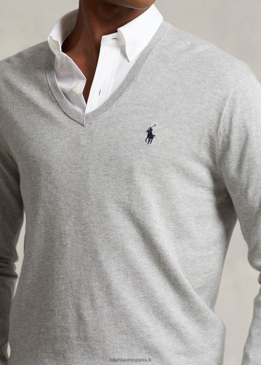 pull col v en coton 46T60T8565 Hommes Ralph Lauren andover bruyère