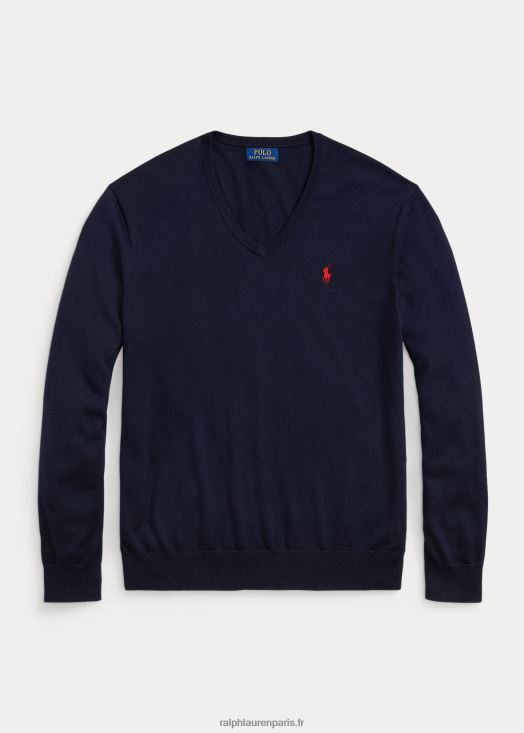 pull col v en coton 46T60T8566 Hommes Ralph Lauren chasseur marine