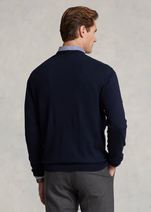 pull col v en coton 46T60T8566 Hommes Ralph Lauren chasseur marine
